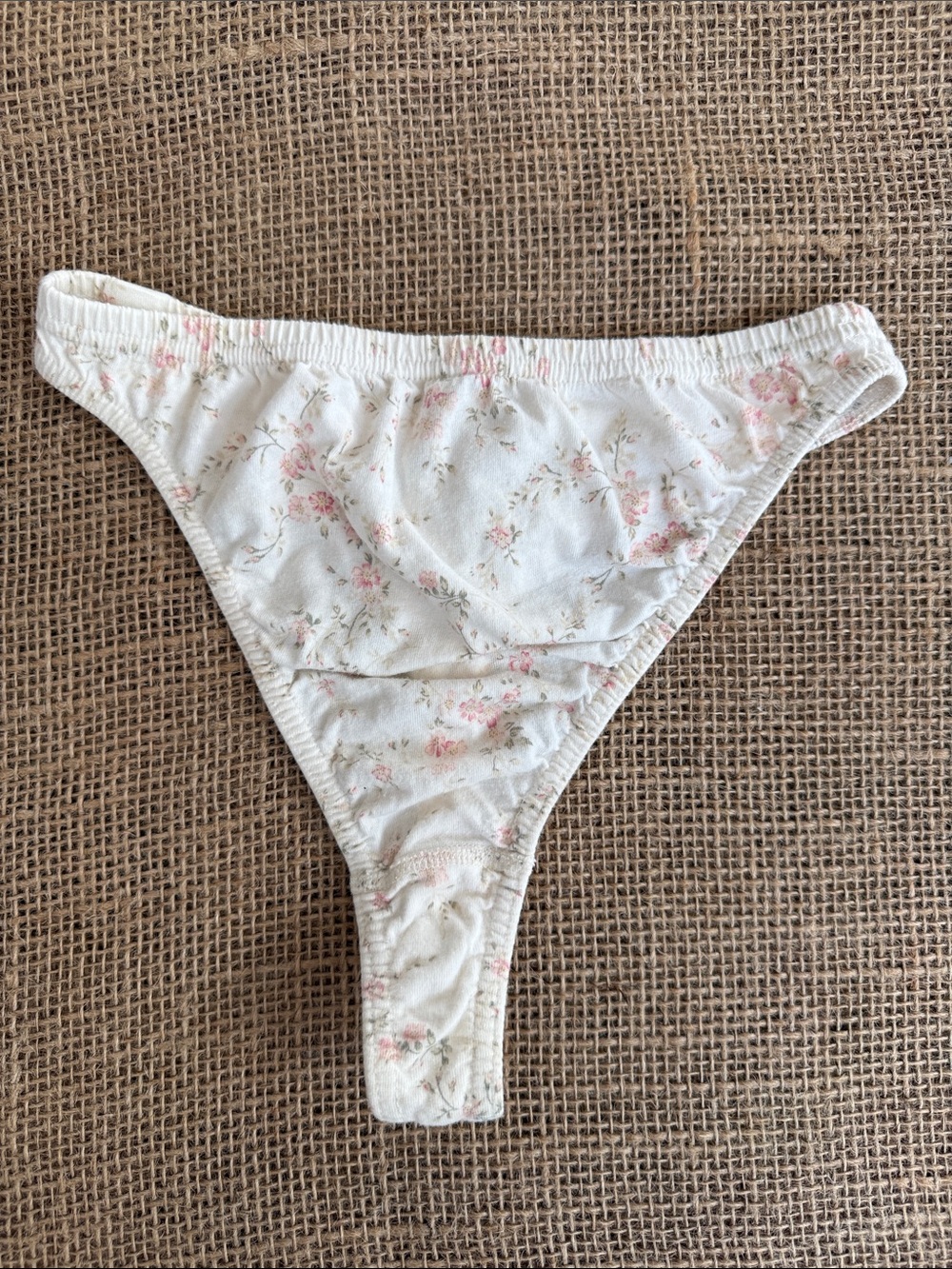 Cacique Cream Floral Bikini Panty with Pink Accents